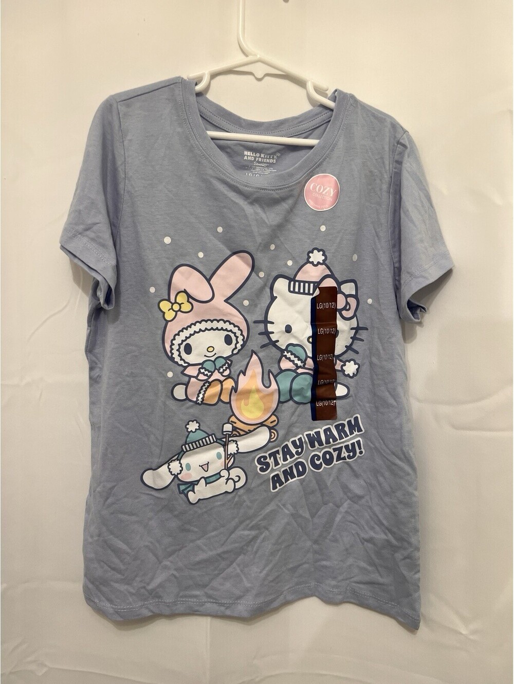 Hello Kitty & Friends Sanrio Girls Size 10/12 Cozy Campfire Graphic T-Shirt NWT